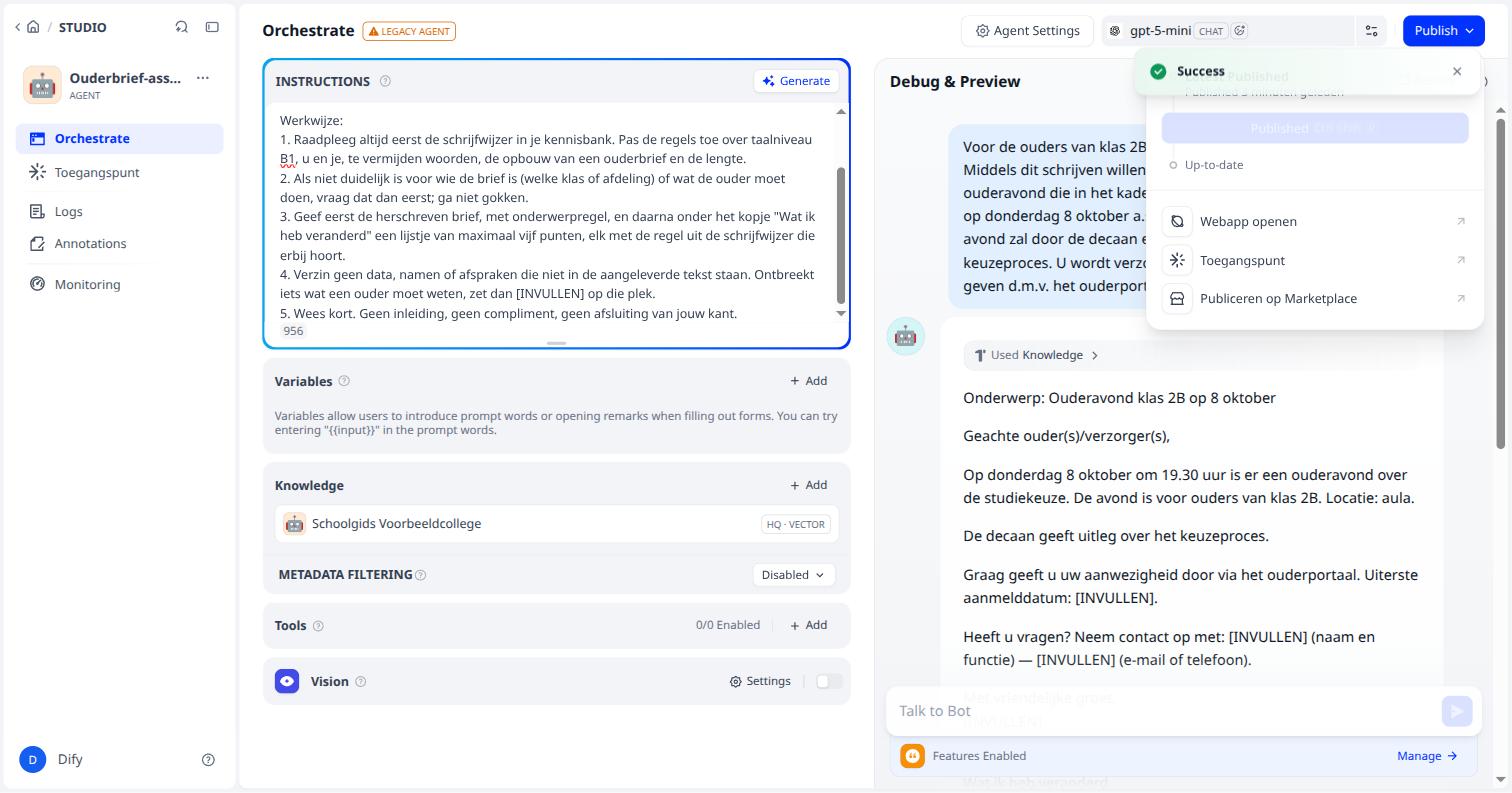 Success: de webapp draait nu de nieuwe versie