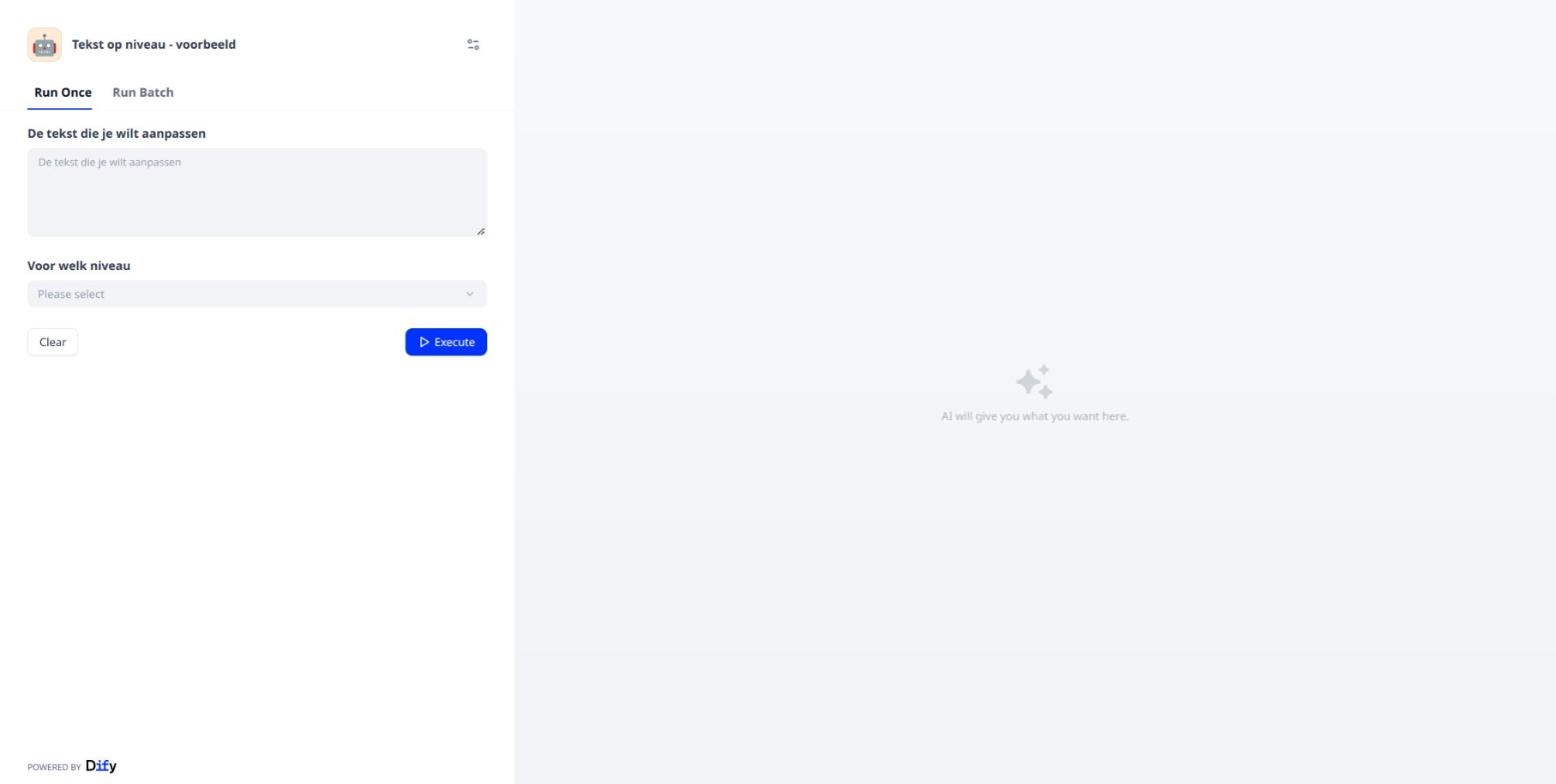 De gepubliceerde webapp