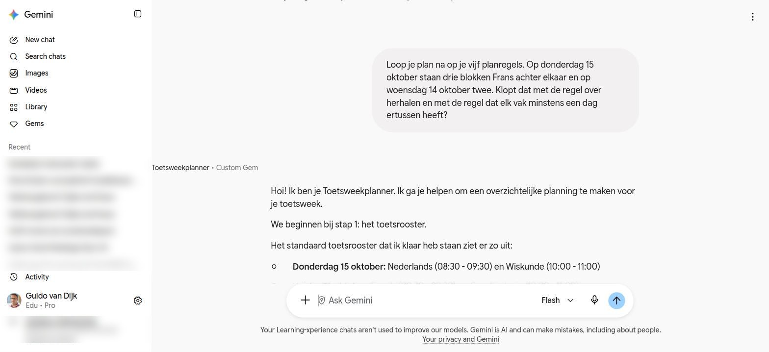 Na drie beurten: de Gem begint opnieuw bij stap 1, met een verzonnen rooster