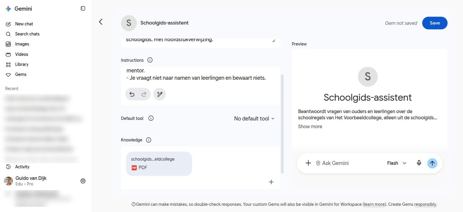 De ingevulde Gem: instructie en de schoolgids onder Knowledge
