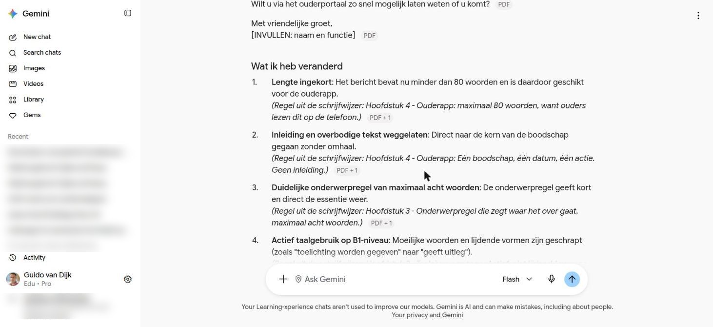 Wat ik heb veranderd bij het ouderapp-bericht, met de 80-woordenregel